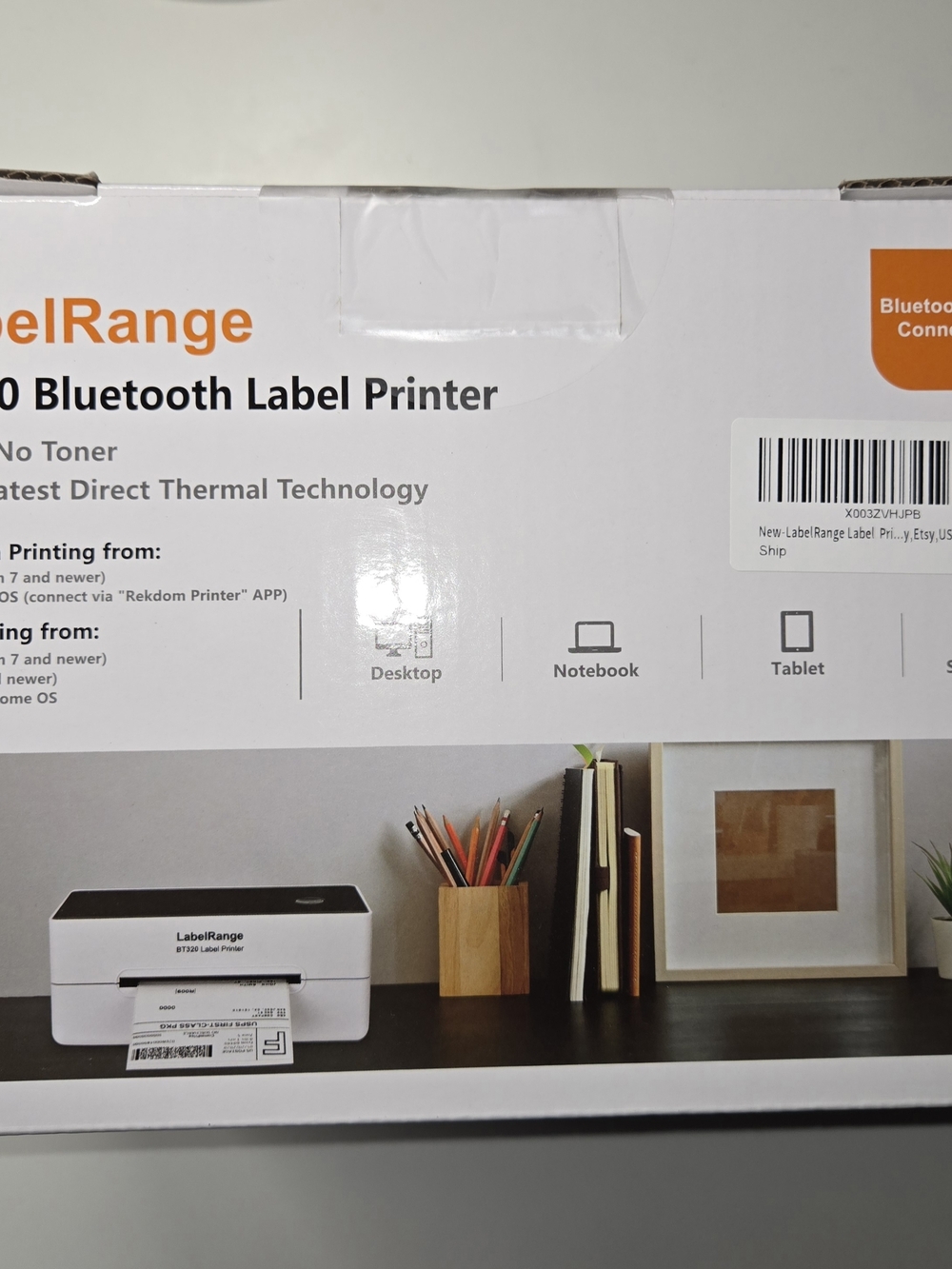 New LabelRange BT100 Bluetooth Label Printer in White